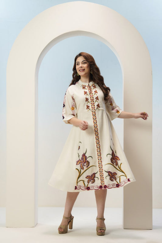 Mal Cotton Dress with Embroidery Work