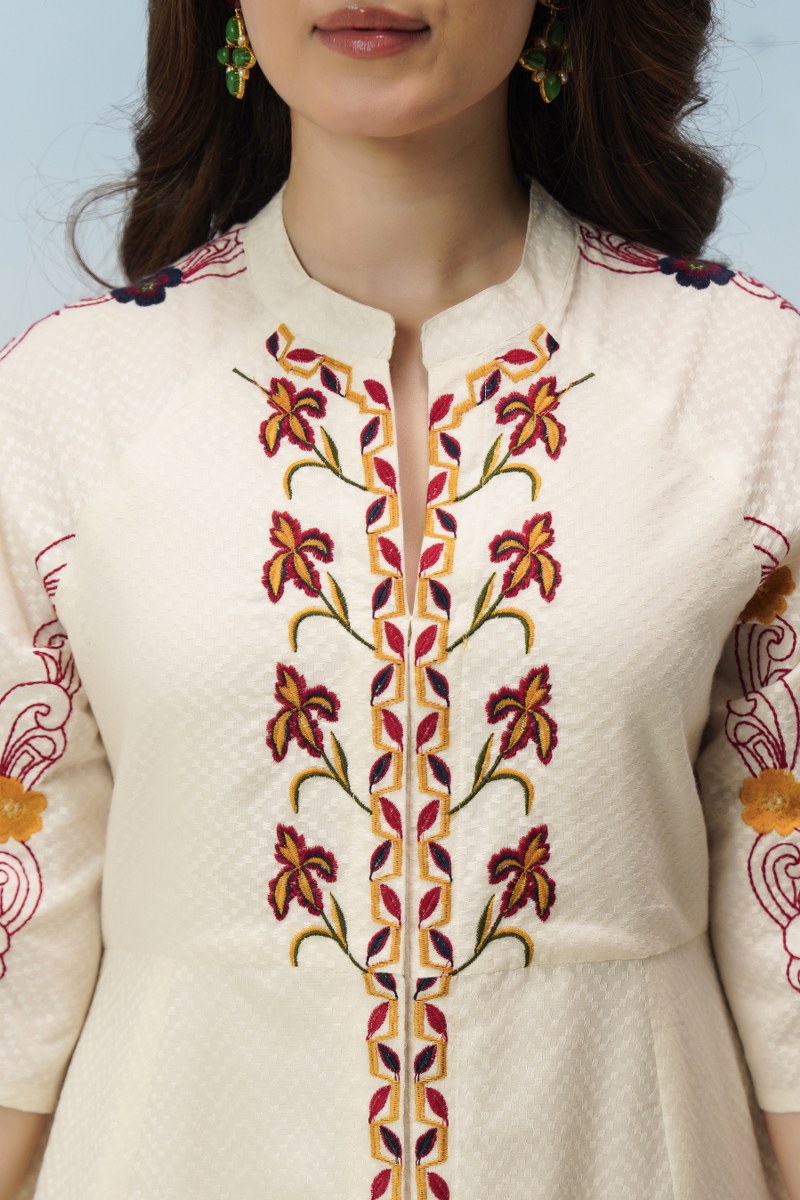 Mal Cotton Dress with Embroidery Work