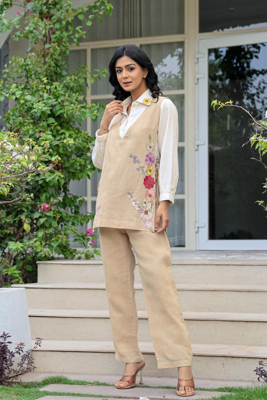 Women’s Khadi Cotton Embroidered Co-Ord Set with Lining