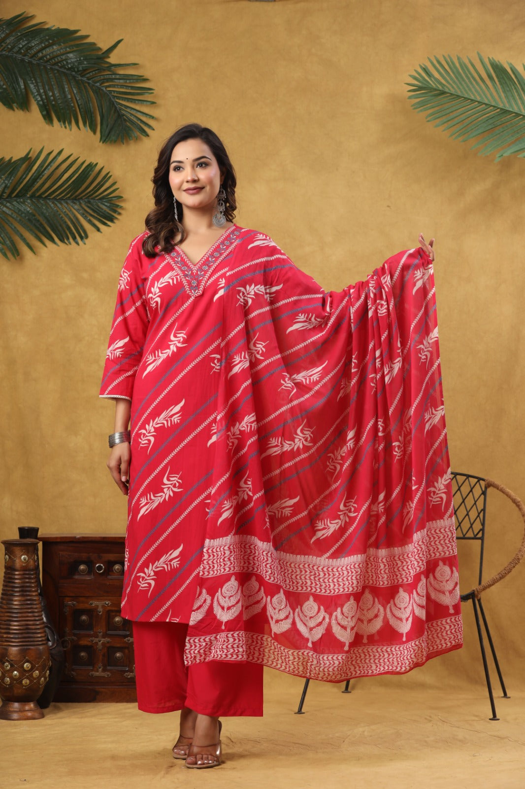Elegant pure cotton Printed Kurta Set with Dupatta