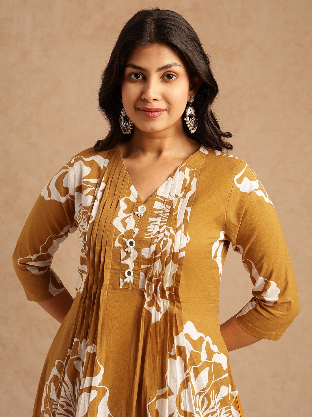 Teal Floral Printed Kurta Set for Women