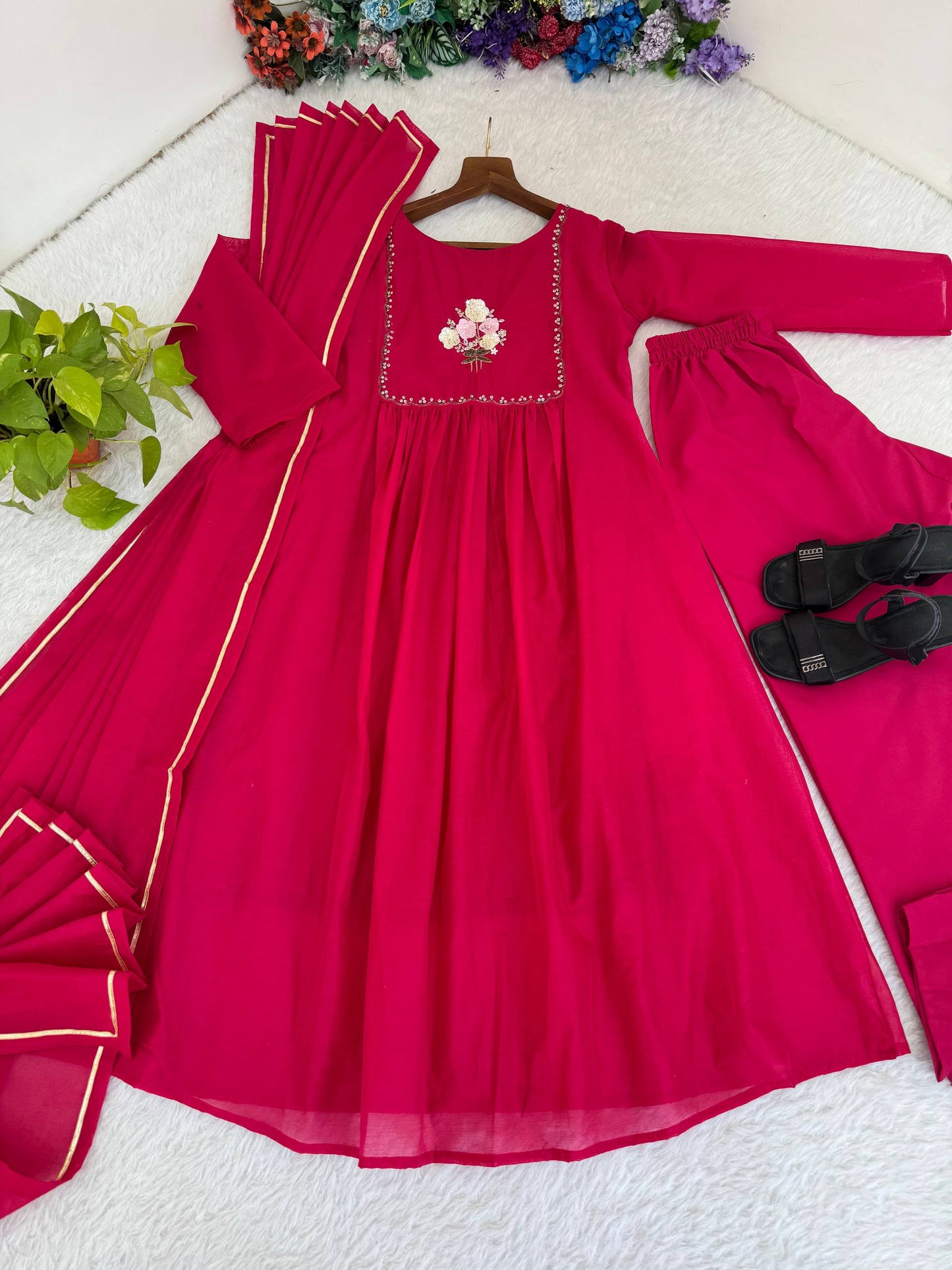 Pure Mul Viscose Chanderi Cotton Gown