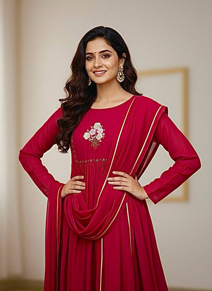 Pure Mul Viscose Chanderi Cotton Gown