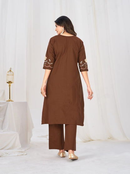Pure Cotton Anarkali Kurti Pant Dupatta Set