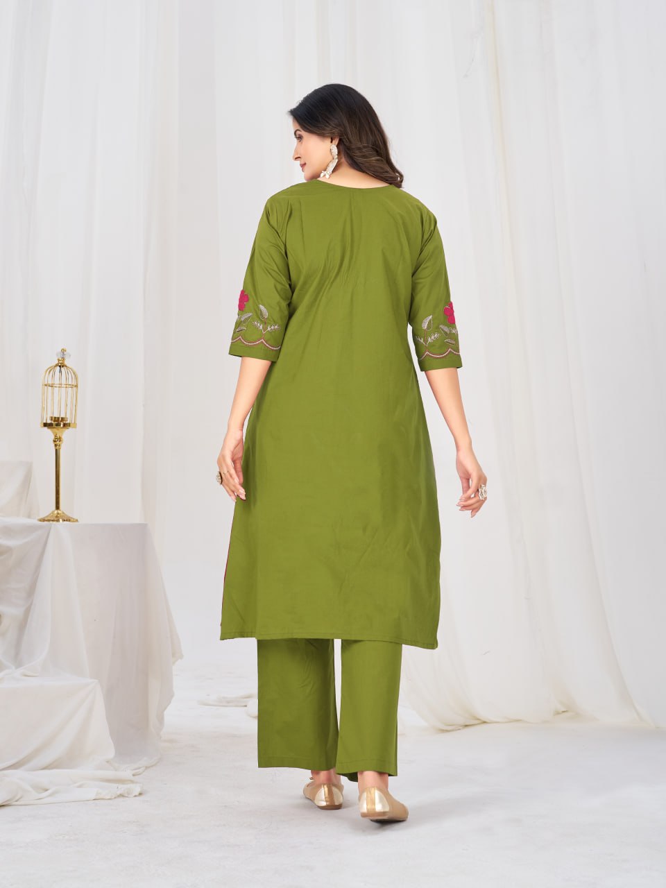 Pure Cotton Anarkali Kurti Pant Dupatta Set
