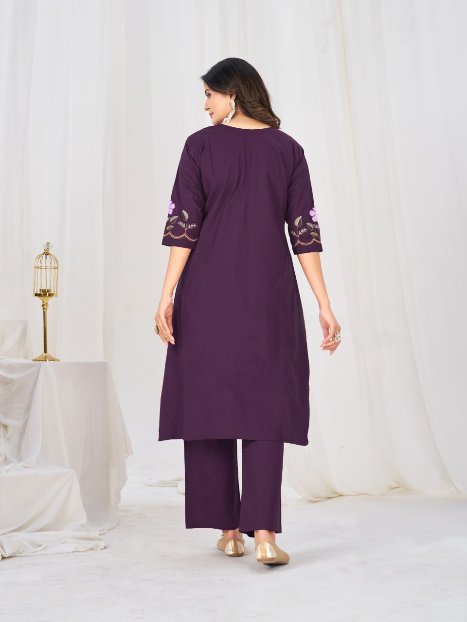 Elegant Pure Cotton Anarkali Kurti Pant Dupatta Set
