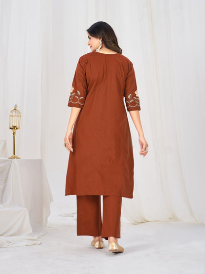 Elegant Pure Cotton Anarkali Kurti Pant Dupatta Set