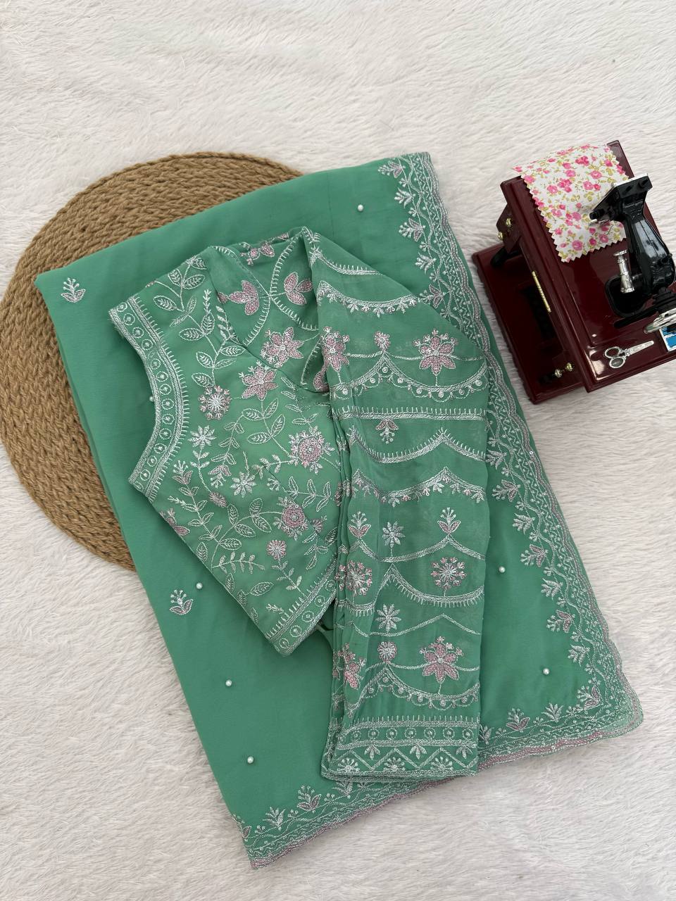 Designer Faux Georgette Saree – Elegance Redefined