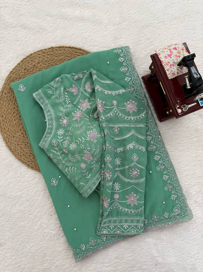 Designer Faux Georgette Saree – Elegance Redefined