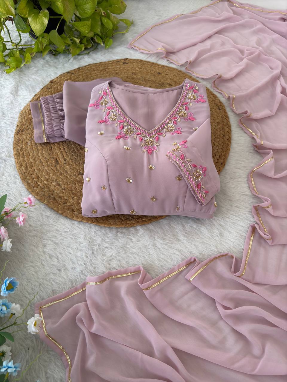 Designer Georgette gown set for women