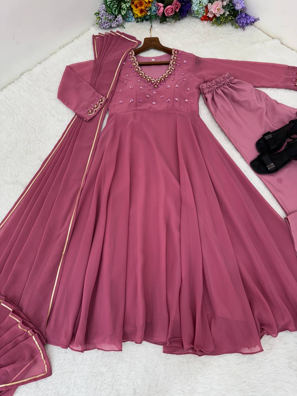 party wear anarkali set for women