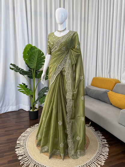 💚 Designer Jimmy Chu Saree – Grace Meets Glamour