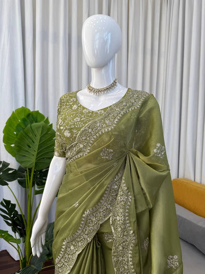 💚 Designer Jimmy Chu Saree – Grace Meets Glamour