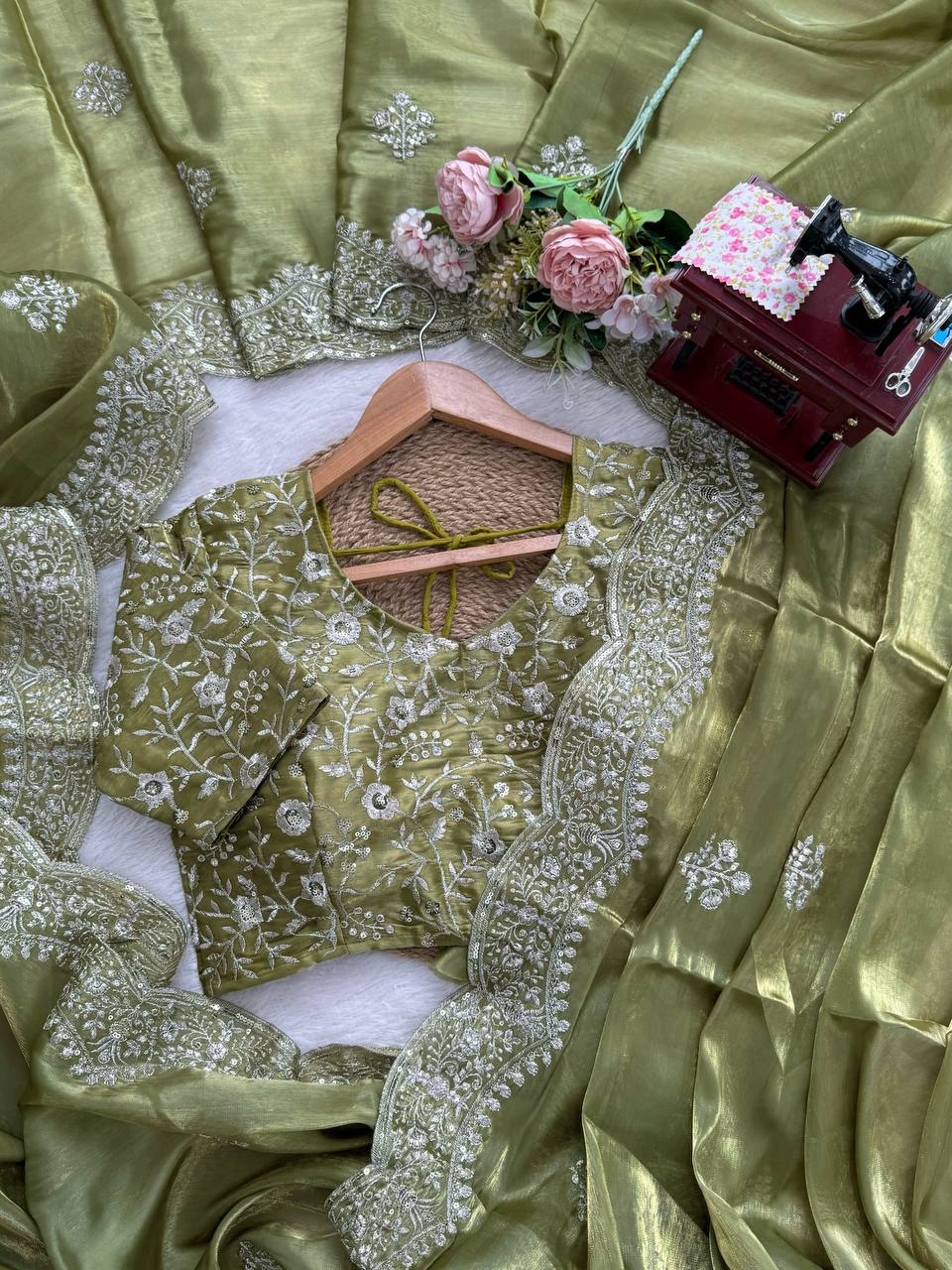 💚 Designer Jimmy Chu Saree – Grace Meets Glamour