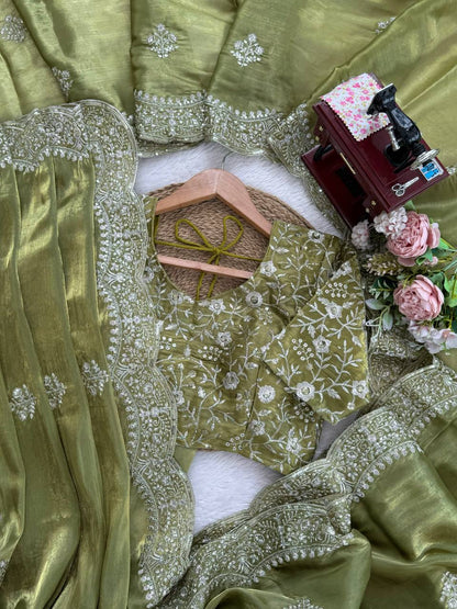 💚 Designer Jimmy Chu Saree – Grace Meets Glamour