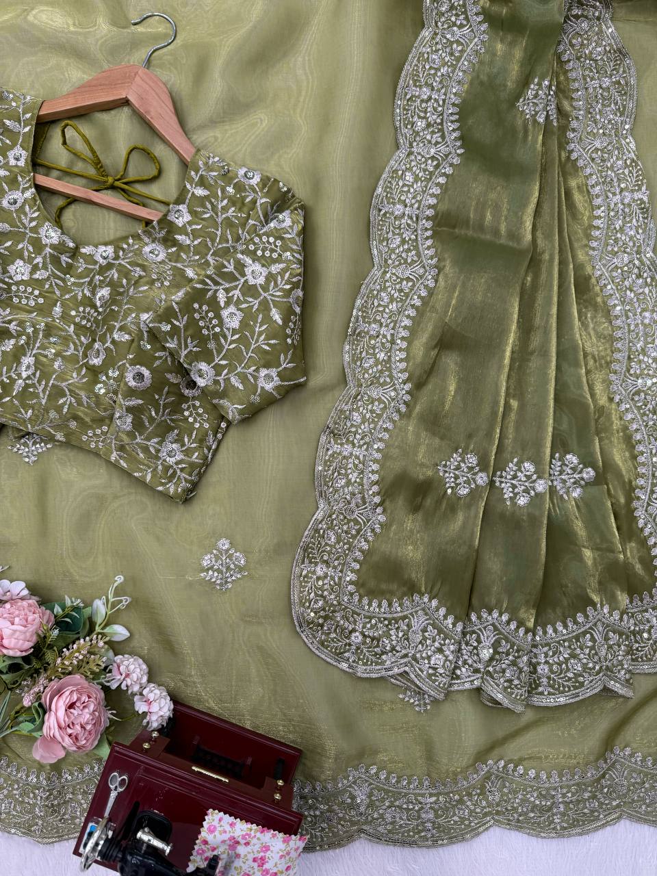 💚 Designer Jimmy Chu Saree – Grace Meets Glamour