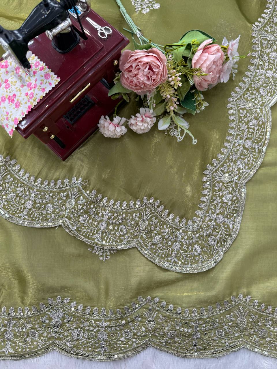 💚 Designer Jimmy Chu Saree – Grace Meets Glamour