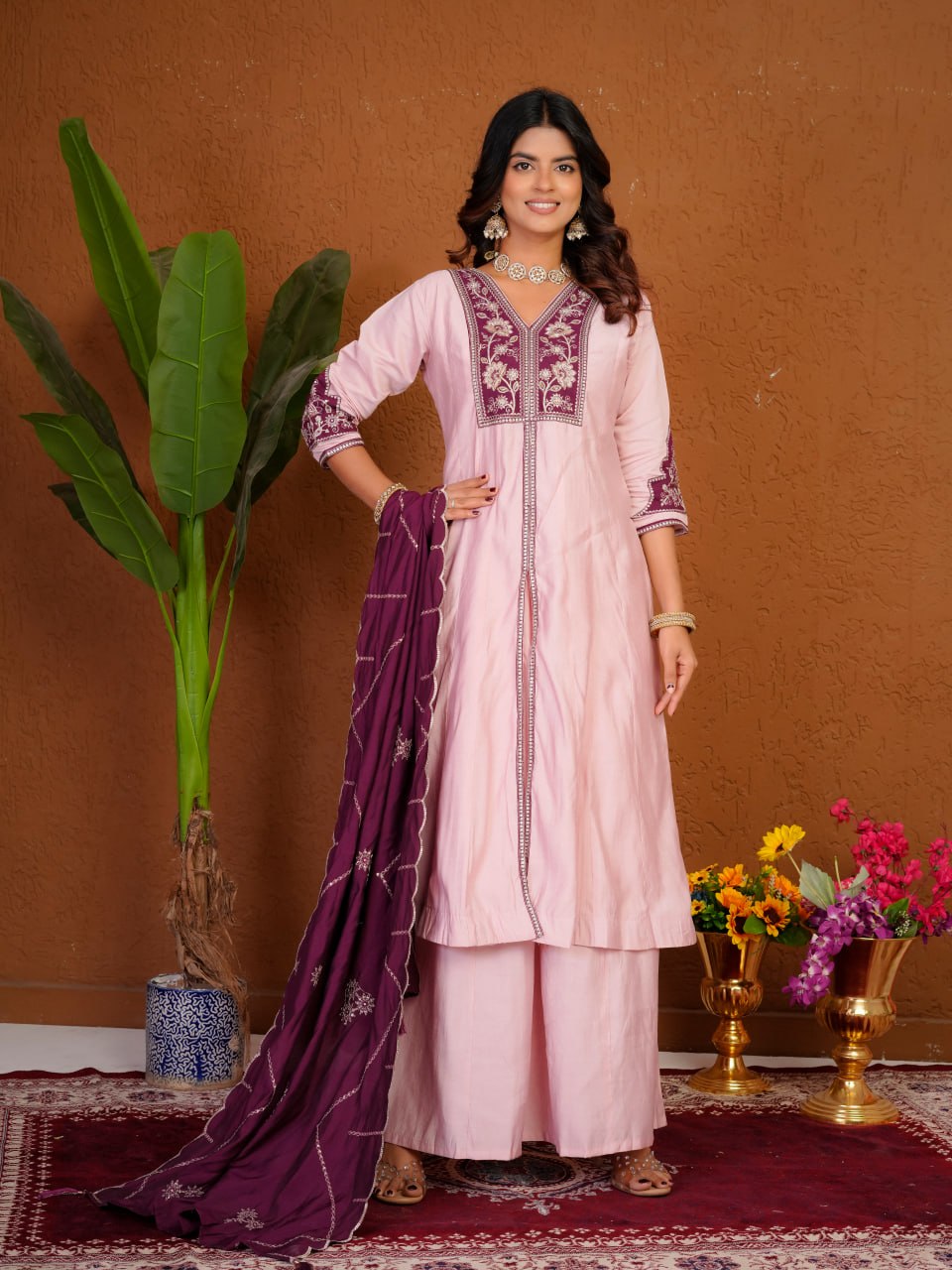 Elegant festive wear Anarkali suit set