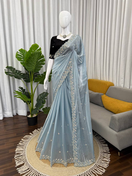 Designer Saree with Beads – Elegance Redefined