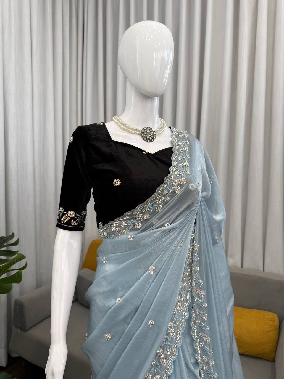 Designer Saree with Beads – Elegance Redefined