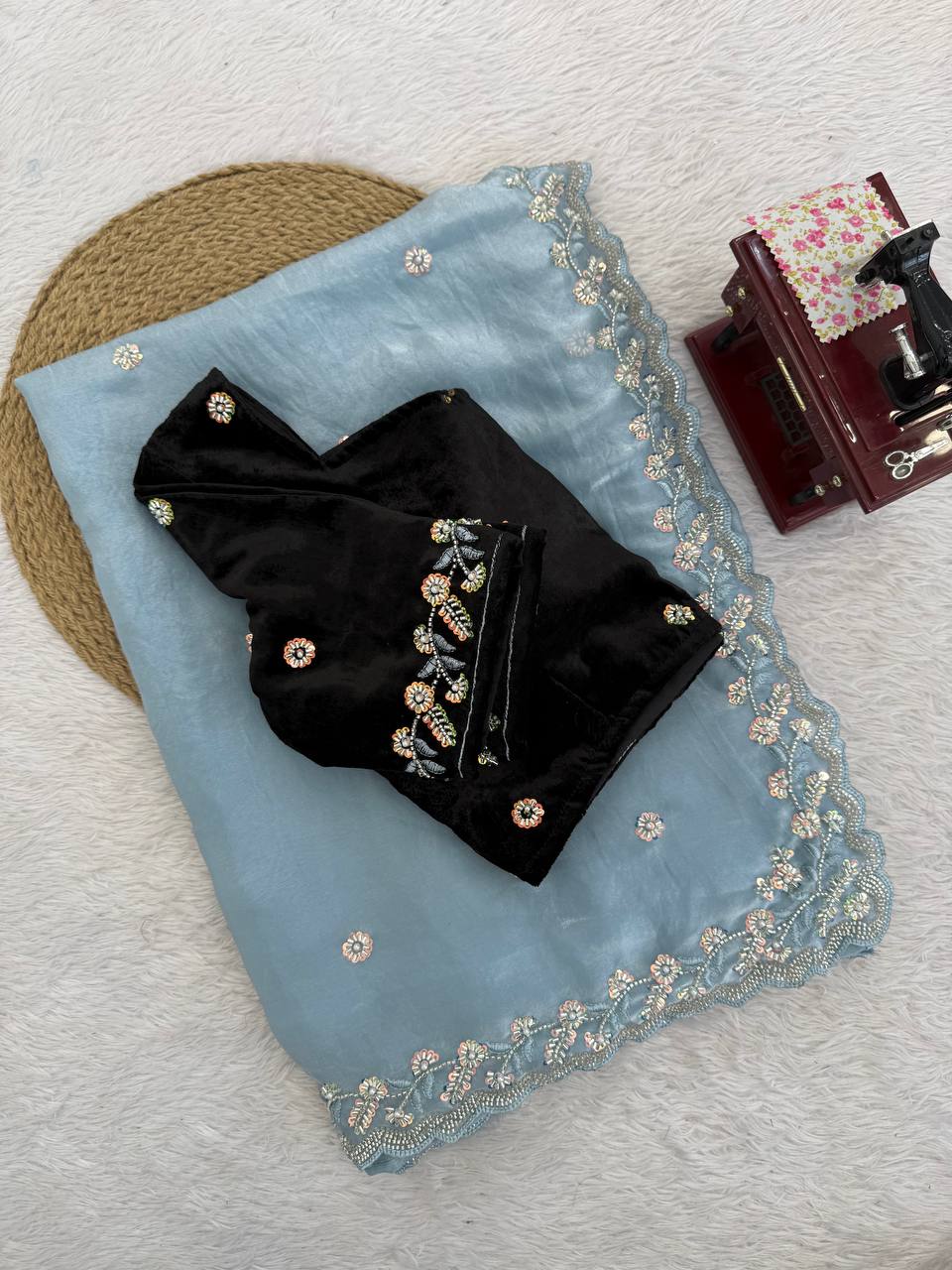 Designer Saree with Beads – Elegance Redefined