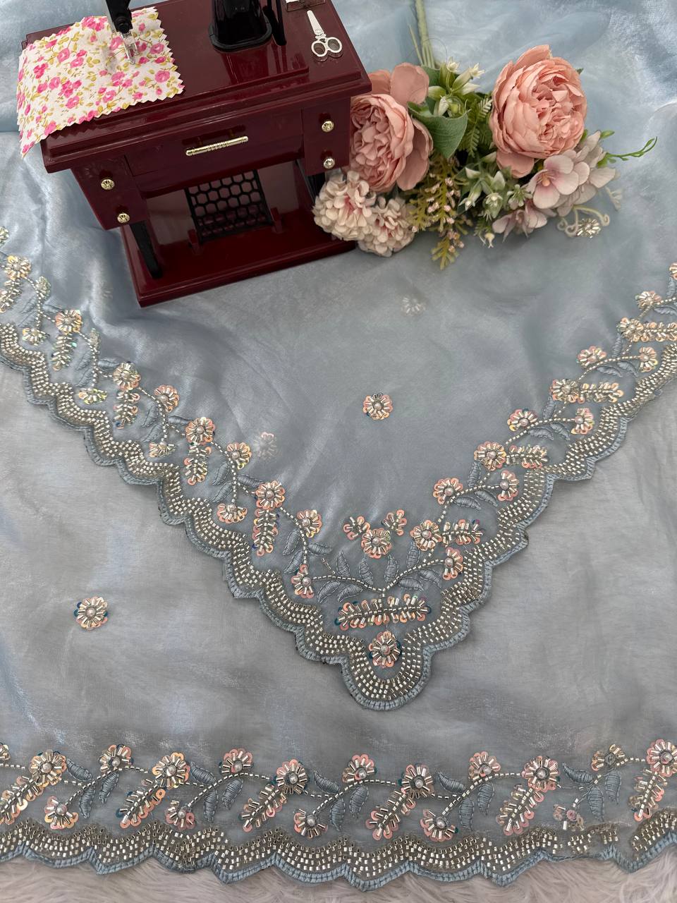 Designer Saree with Beads – Elegance Redefined