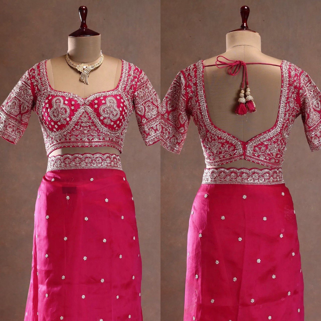 Rani Pink Tibby Silk Designer Saree