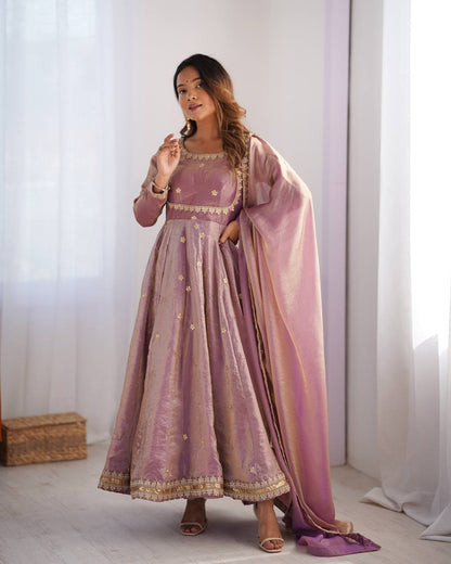 Elegant Fandy Silk Anarkali Suit Set with Dupatta