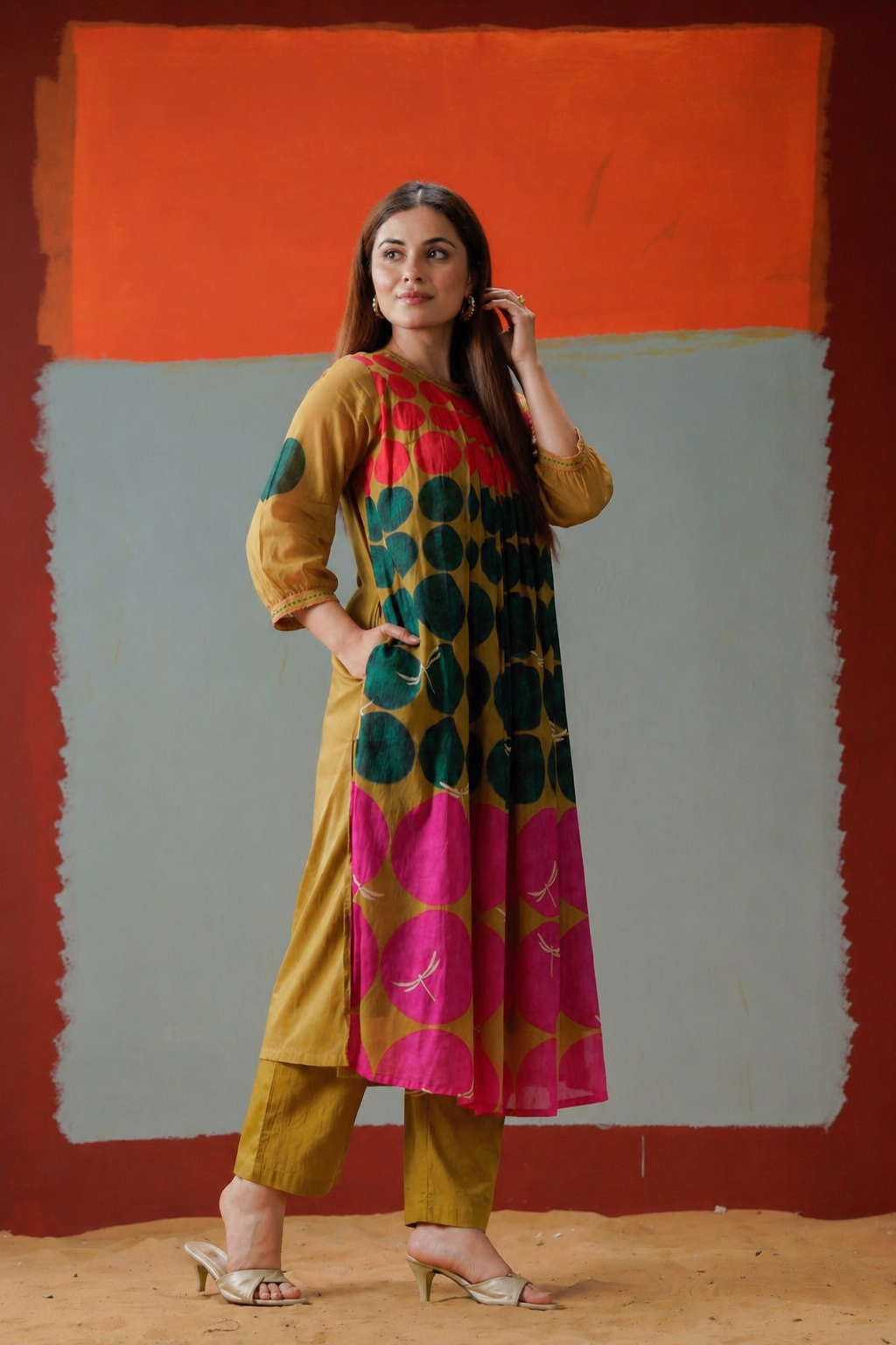 stylish mustard yellow kurta set