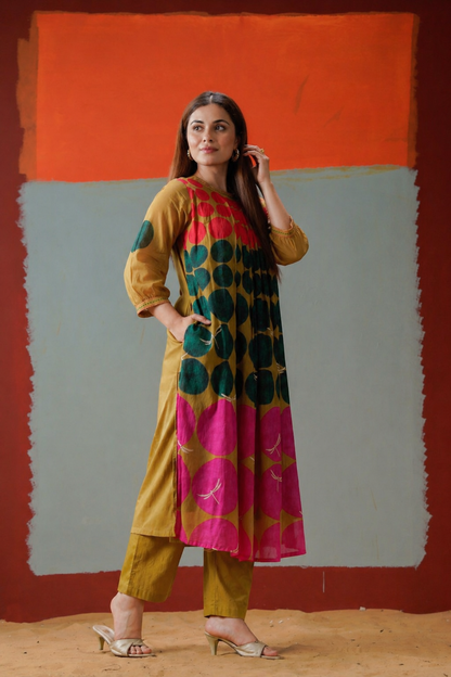 stylish mustard yellow kurta set