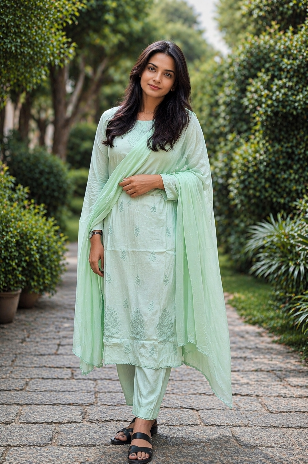 Elegant Cotton Kurta Set with Dupatta