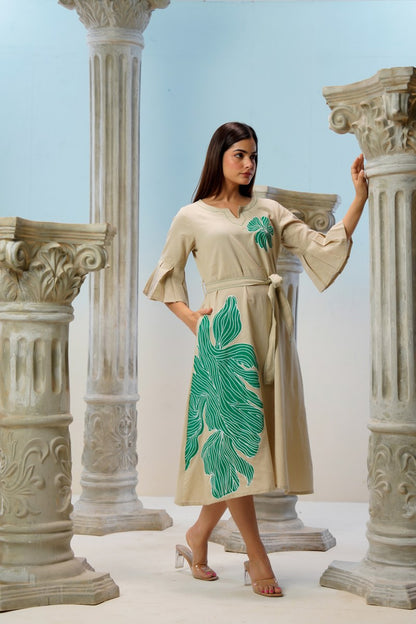 cotton with hand painted midi dress