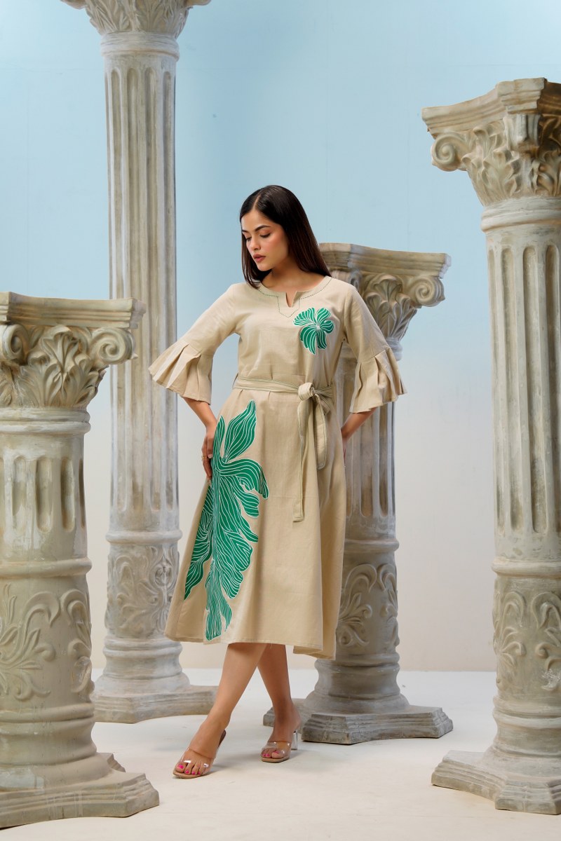 cotton with hand painted midi dress