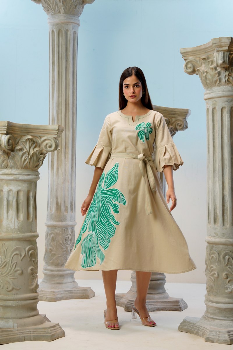 cotton with hand painted midi dress