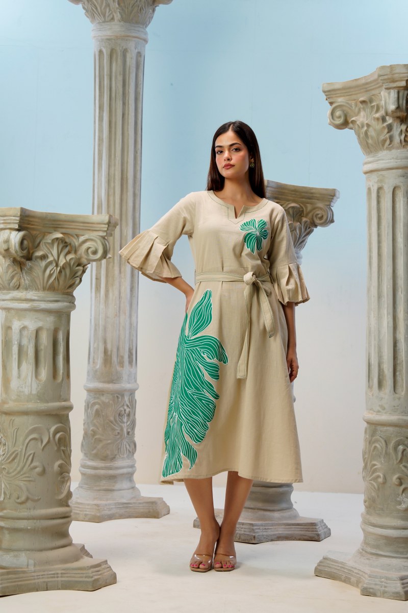 cotton with hand painted midi dress