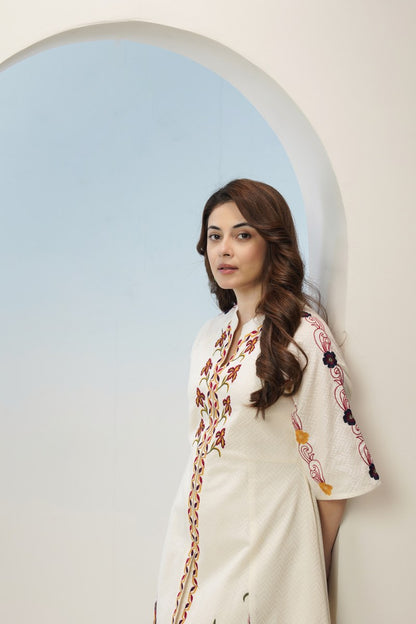 Mal Cotton Dress with Embroidery Work