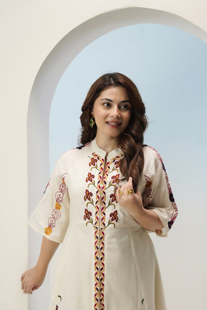 Mal Cotton Dress with Embroidery Work