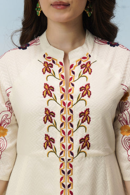 Mal Cotton Dress with Embroidery Work