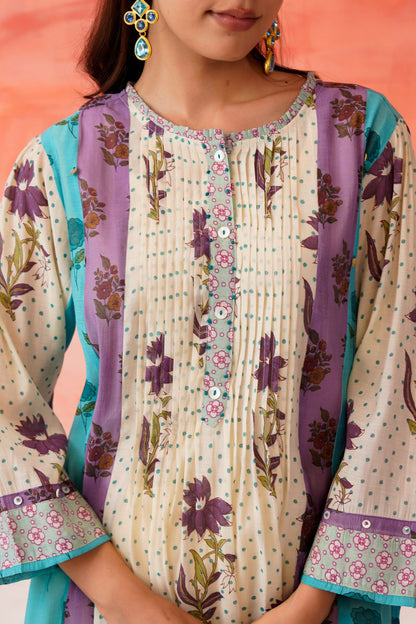 Mal Chanderi Kurta set with Lining