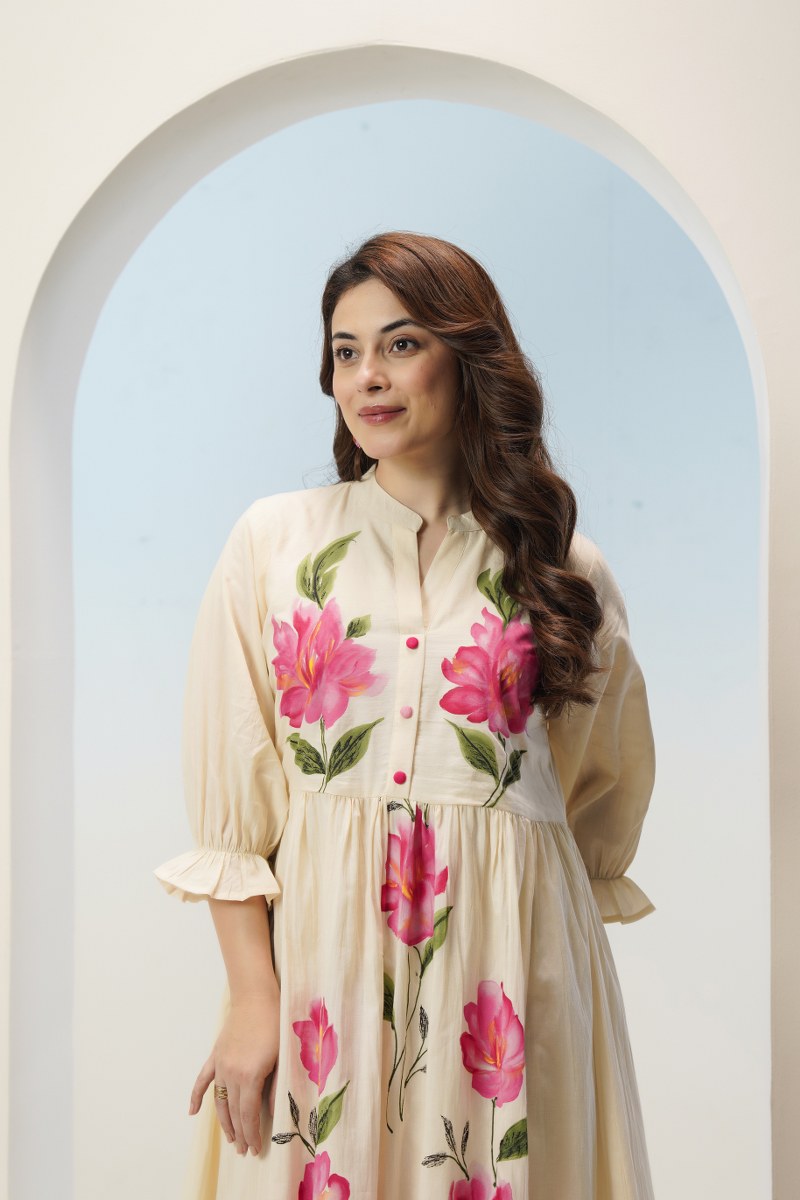 Women’s Mul Cotton Hand-Painted Dress