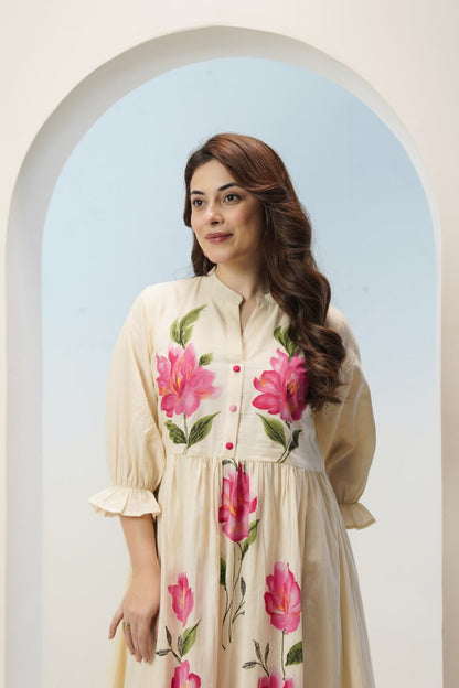 Women’s Mul Cotton Hand-Painted Dress