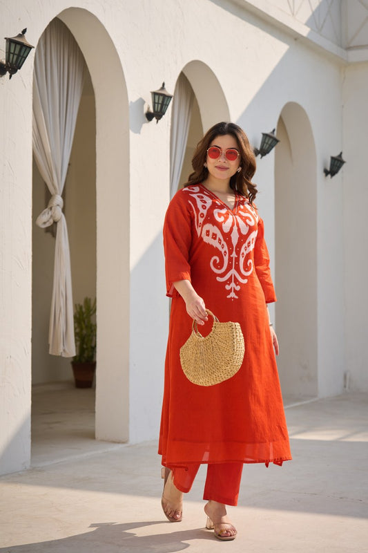 Mal Cotton Kurta Set with Printed Design