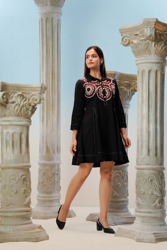 Cotton Dress featuring detailed embroidery work