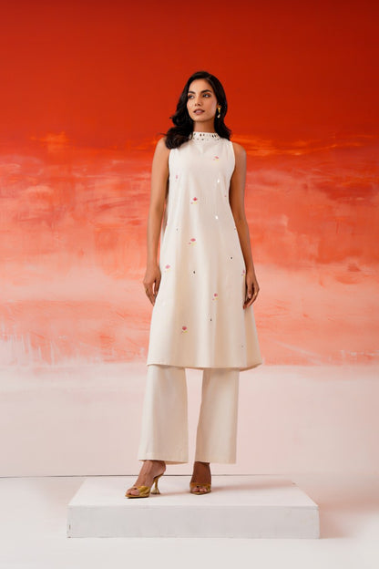 Khadi Cotton Embroidery Work Kurta Set