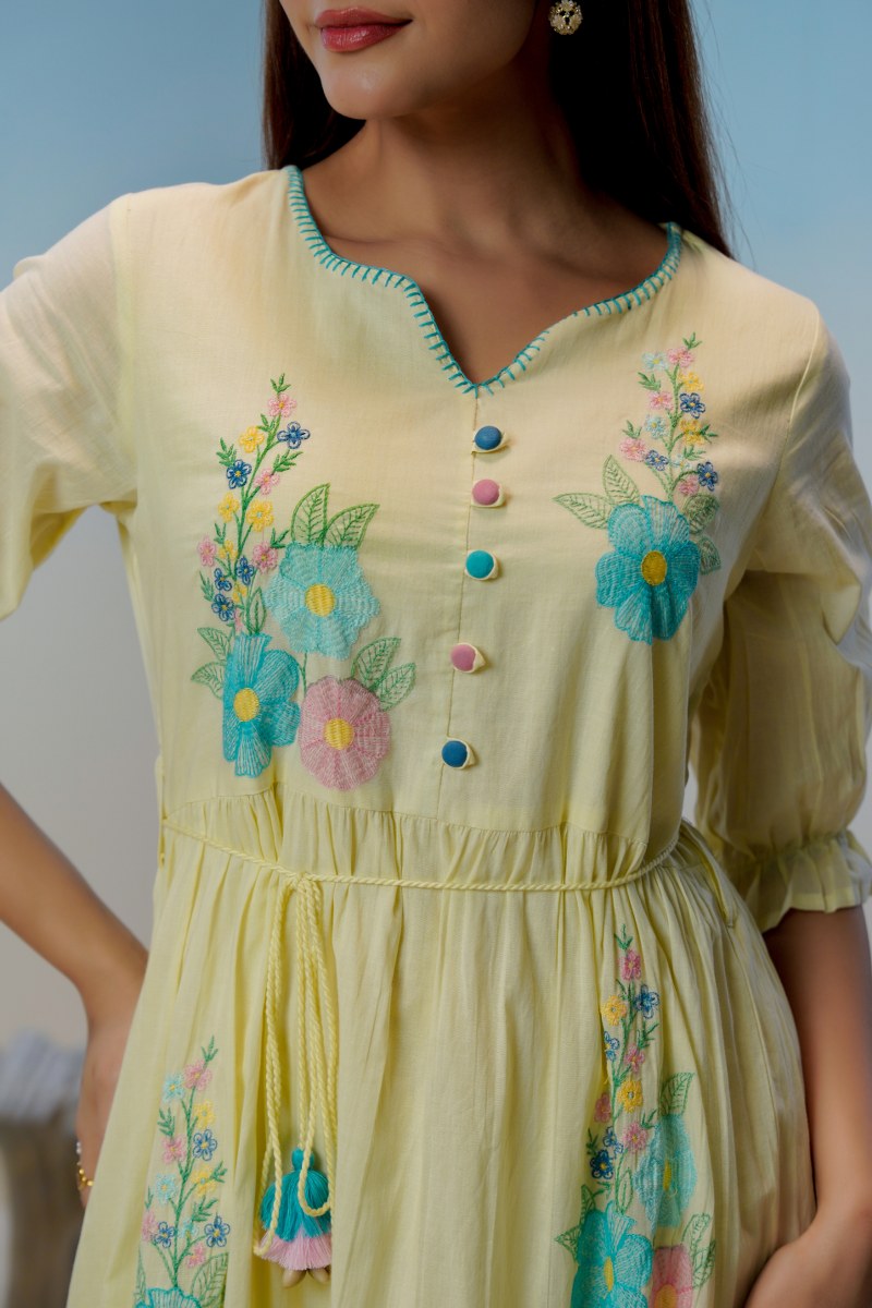 Mal Cotton Embroidered Midi Dress