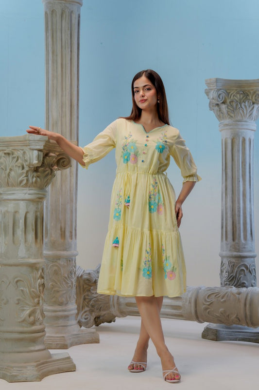 Mal Cotton Embroidered Midi Dress