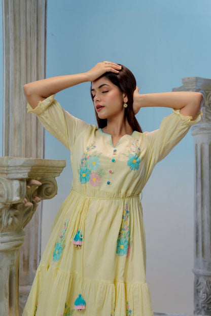 Mal Cotton Embroidered Midi Dress