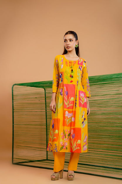 Mal Cotton Kurta Set with Painted Design