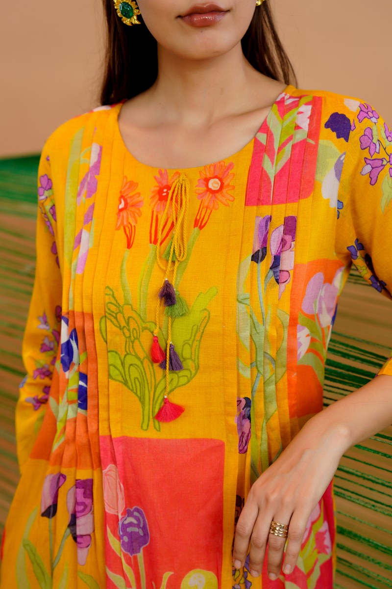 Mal Cotton Kurta Set with Painted Design