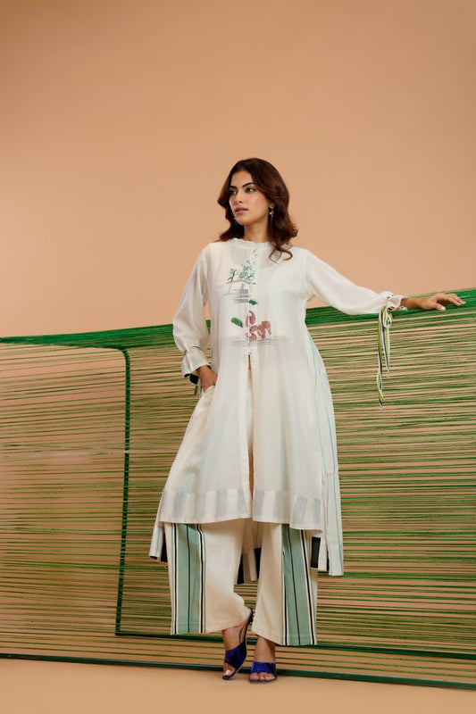 Mal Cotton Kurta Set with Hand-Painted Design